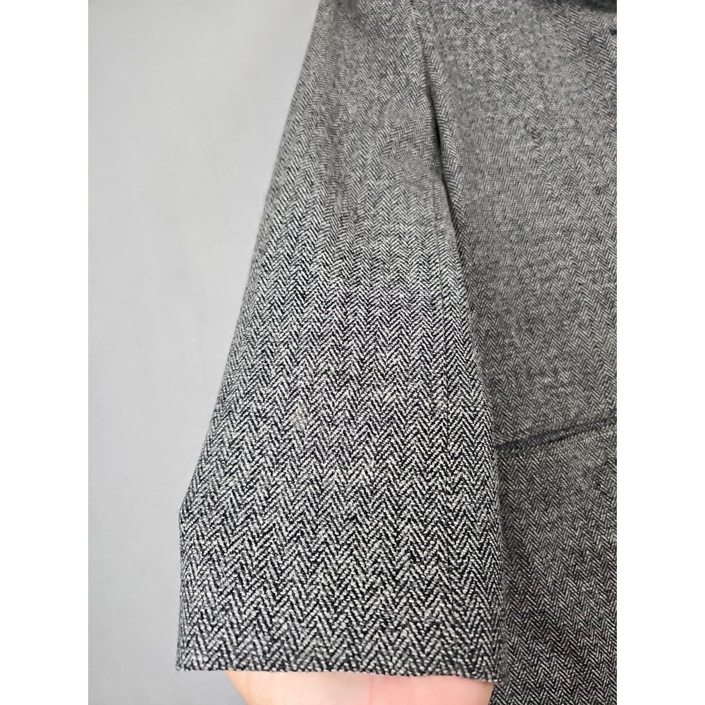 VTG L.L. Bean Blazer Peacoat Womens 10P Gray Herringbone Wool Blend Academia USA - Picture 3 of 10